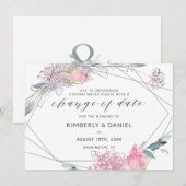 Waterverf Floral Geometric Change of Wedding Date Save The Date (Voorkant / Achterkant)