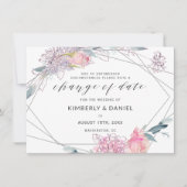 Waterverf Floral Geometric Change of Wedding Date Save The Date (Voorkant)