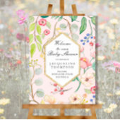 Waterverf Floral Geometric Gold Pastel Flowers Poster