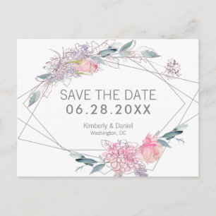 Waterverf Floral Geometric Save the Date Aankondigingskaart