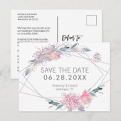 Waterverf Floral Geometric Save the Date Aankondigingskaart (Voorkant / Achterkant)