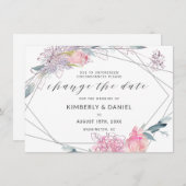 Waterverf Floral Geometric verander de Datum Save The Date (Voorkant / Achterkant)