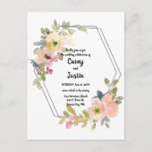 Waterverf Floral Geometric Wedding Briefkaart (Voorkant)