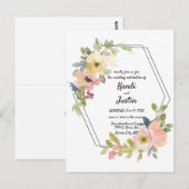 Waterverf Floral Geometric Wedding Briefkaart (Voorkant / Achterkant)