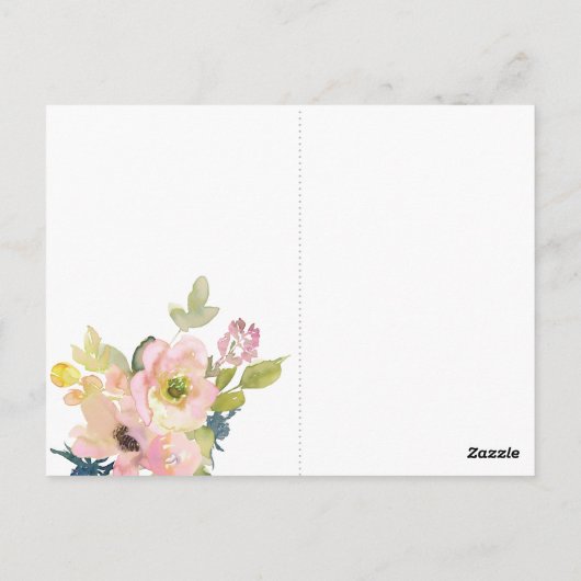 Waterverf Floral Geometric Wedding Briefkaart (Achterkant)