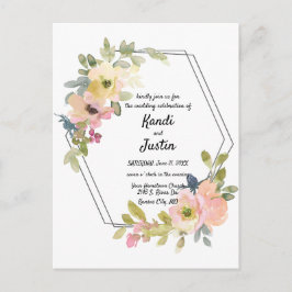 Waterverf Floral Geometric Wedding Briefkaart