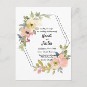 Waterverf Floral Geometric Wedding Briefkaart (Voorkant)