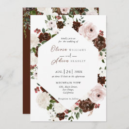 Waterverf Floral Geometric Wedding Invita Kaart