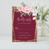 Waterverf Floral Geometric Wedding RSVP Kaartje (Staand voorkant)