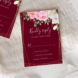 Waterverf Floral Geometric Wedding RSVP Kaartje