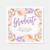 Waterverf Floral gepersonaliseerd afstudeerfeest Servet (Voorkant)