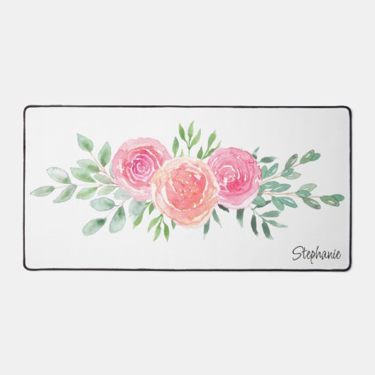 Waterverf Floral - Gepersonaliseerd Bureaumat (Voorkant)