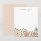 Waterverf Floral - Gepersonaliseerd Flat Notecard Notitiekaartje (Voorkant / Achterkant)