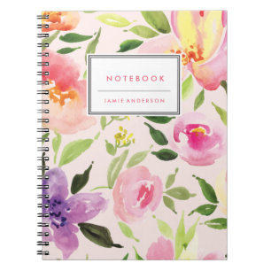 Waterverf Floral - Gepersonaliseerd Notitieboek