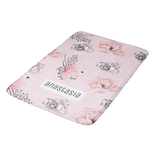 Waterverf Floral - Gepersonaliseerd Roos Badmat (Gekanteld)