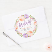 Waterverf Floral gepersonaliseerde Afstuderen Stic Ronde Sticker (Envelop)