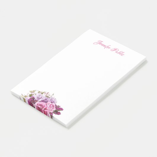 Waterverf Floral gepersonaliseerde Sjabloon Script Post-it® Notes (Schuin)