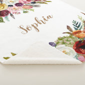 Waterverf Floral Girl Baby Name Blanket Sherpa Deken (3/4)