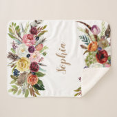 Waterverf Floral Girl Baby Name Blanket Sherpa Deken (Voorkant (horizontaal))