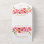 Waterverf Floral Girl Baby shower All In One Uitnodiging (Buitenkant)