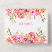 Waterverf Floral Girl Baby shower All In One Uitnodiging (Achterkant)