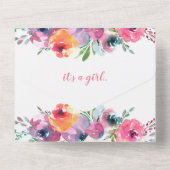 Waterverf Floral Girl Baby shower All In One Uitnodiging (Achterkant)