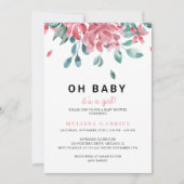 Waterverf Floral Girl Baby shower Kaart (Voorkant)