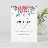 Waterverf Floral Girl Baby shower Kaart (Staand voorkant)