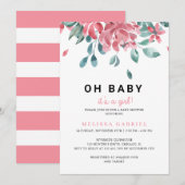 Waterverf Floral Girl Baby shower Kaart (Voorkant / Achterkant)