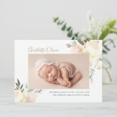 Waterverf Floral Girl Birth Aankondiging (Staand voorkant)