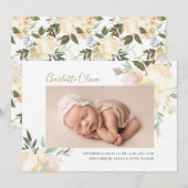 Waterverf Floral Girl Birth Aankondiging (Voorkant / Achterkant)