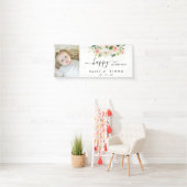 Waterverf Floral Girl Foto Birthday Spandoek (Insitu)
