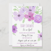 Waterverf Floral Girl's Baby shower Kaart (Voorkant)