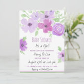 Waterverf Floral Girl's Baby shower Kaart (Staand voorkant)