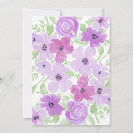 Waterverf Floral Girl's Baby shower Kaart (Achterkant)