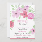 Waterverf Floral Girl's Baby shower Kaart (Voorkant)
