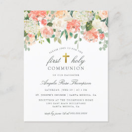 Waterverf Floral Girl's eerste Heilige Communie Uitnodiging Briefkaart