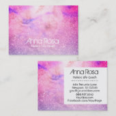 *~* Waterverf Floral Glitter Blue Pink Paars Visitekaartje (Voorkant / Achterkant)