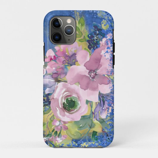 Waterverf Floral Glitter Case-Mate iPhone Case (Achterkant)