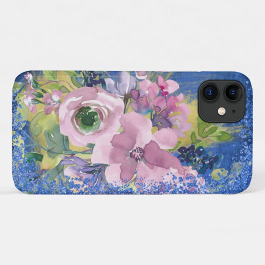 Waterverf Floral Glitter Case-Mate iPhone Case (Achterkant (horizontaal))
