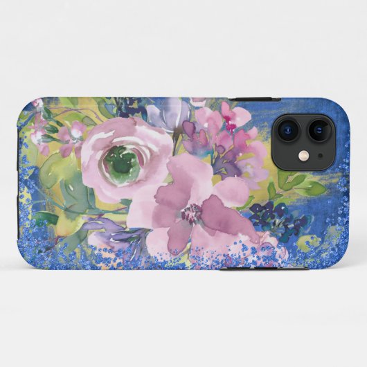 Waterverf Floral Glitter Case-Mate iPhone Case (Achterkant (horizontaal))