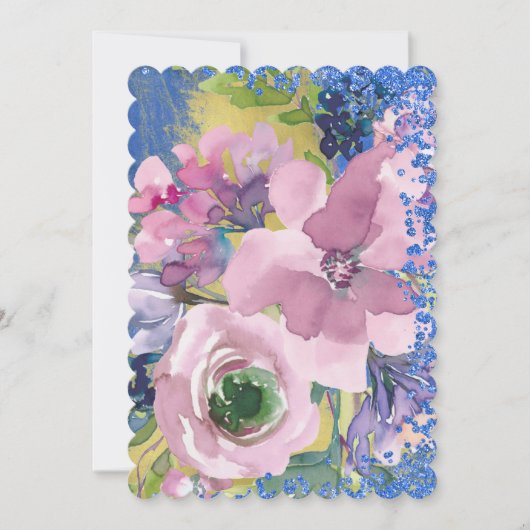 Waterverf Floral Glitter Kaart (Voorkant)