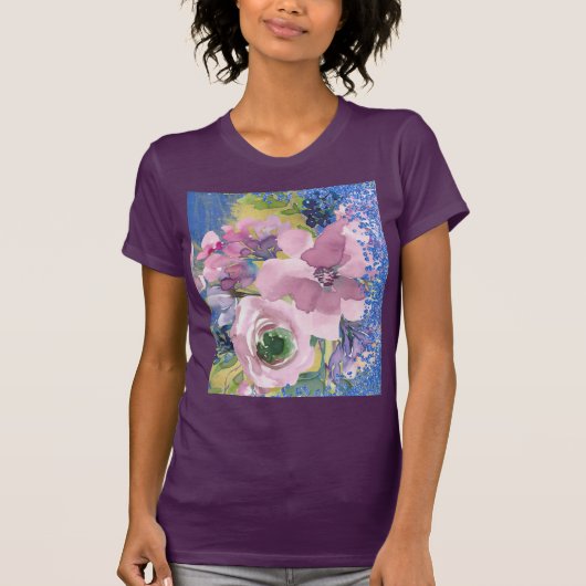 Waterverf Floral Glitter T-shirt (Voorkant)