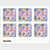 Waterverf Floral Glitter Vierkante Sticker (Vel)