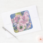 Waterverf Floral Glitter Vierkante Sticker (Envelop)