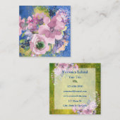 Waterverf Floral Glitter Vierkante Visitekaartje (Voorkant / Achterkant)