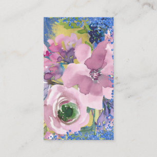 Waterverf Floral Glitter Visitekaartje