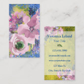 Waterverf Floral Glitter Visitekaartje (Voorkant / Achterkant)