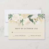 Waterverf Floral + Gold Accent RSVP-kaart Kaart (Voorkant)