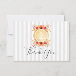 Waterverf Floral Gold Anchor Dank u kaart